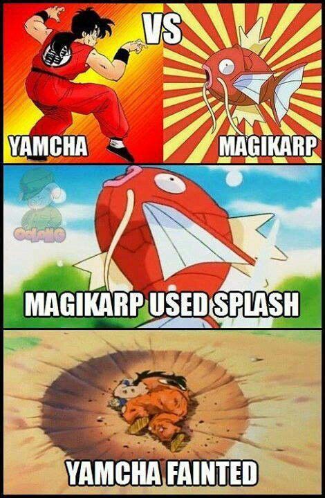 #send that symbol and two muses (one of yours and one of mine) to see how a potara fusion might look like between them! DBZ meme - Yamcha vs Magikarp | Funny dragon, Dbz funny ...