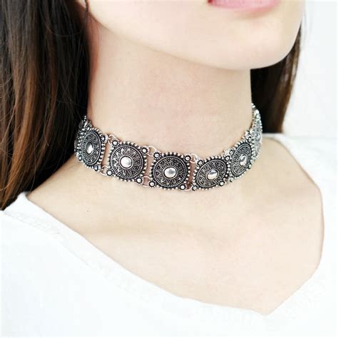 Fashion Boho Statement Antique Silver Collier Collar Choker Necklace
