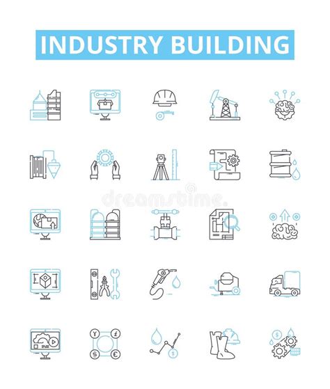 Industry Building Vector Line Icons Set Construction Manufacturing