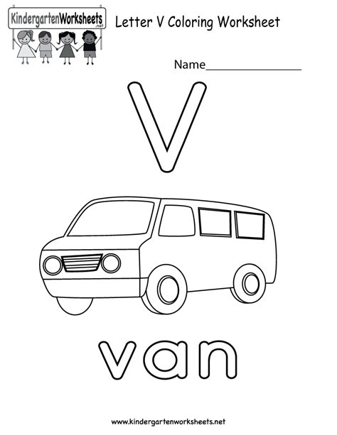 Letter V Alphabet Coloring Worksheet For Preschoolers Or Kindergarten