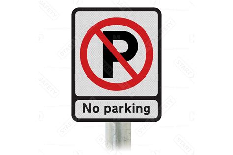 No Parking Sign With Symbol Post Mounted In Stock R2