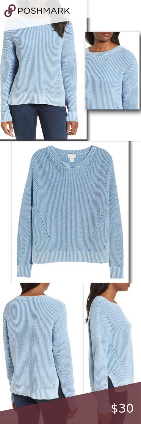 Nordstrom Caslon Shaker Stitch Sweater Blue Belair Sweaters Blue