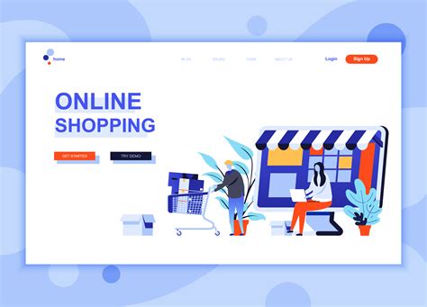 Modern Flat Web Page Design Template Concept Of Online Shopping