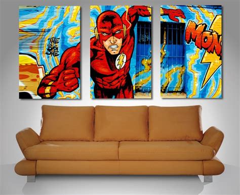 Marvel Comic Book Street Art Triptych Canvas Print