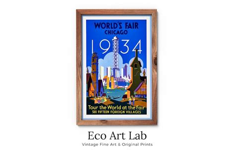 Chicago Worlds Fair Vintage Retro Travel Poster Chicago Art Print