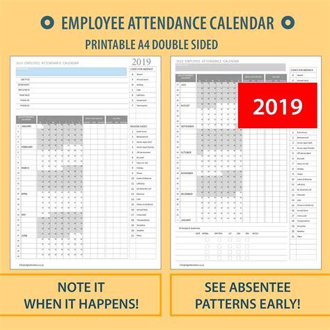 Employee Attendance Calendar Free Printable 2021 Template Calendar Design