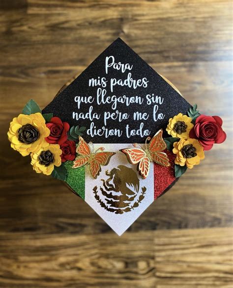 Mexico Graduation Cap Topper Latino Graduation Cap Floral Graduation Topper Sunflower Roses