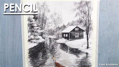 How To Draw A Winter Landscape In Pencil Youtube