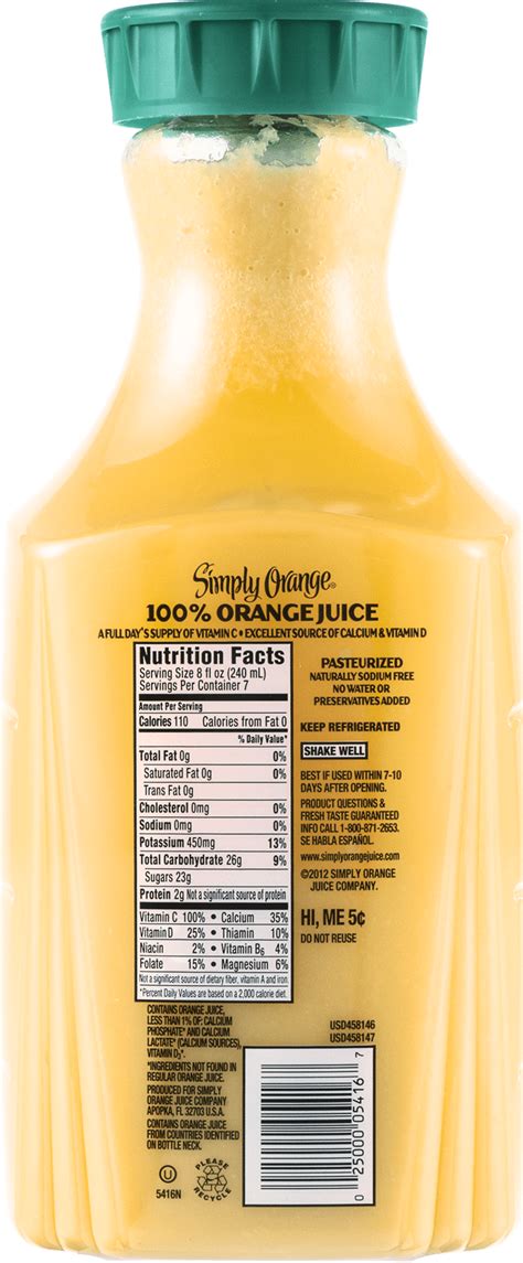 Simply Orange Juice Nutrition Facts Nutrition Ftempo