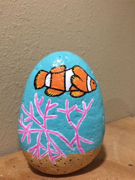 Hand Painted Clown Fish Rock Rock Crafts