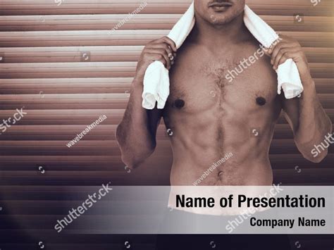 Muscular Handsome Shirtless Man PowerPoint Template Muscular Handsome