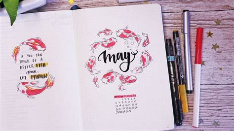 May 2019 Bullet Journal Plan With Me Koi Fish Theme Youtube