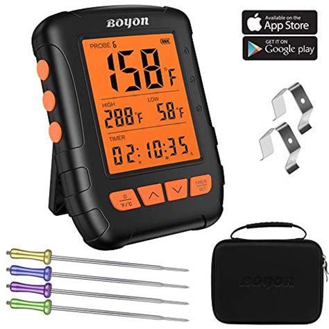 You can keep an eye on things right on your cell phone each of these thermometers uses a different app for monitoring and controlling the settings. BOYON Meat Thermometer Waterproof, APP Controlled ...