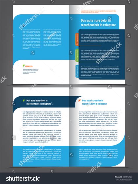 Vector Empty Bi-Fold Brochure Print Template Design, Newsletter Booklet