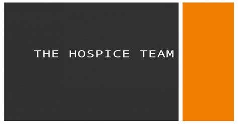 The Hospice Team Hospice Care Is Provided Through An Interdisciplinary