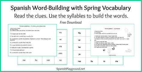 Spanish Word Building Game With Spring Vocabulary Spanish Playground