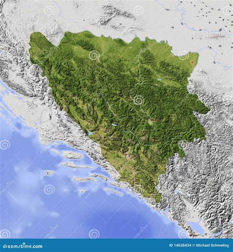Bosnia And Herzegovina Shaded Relief Map Stock Images Image 14638434