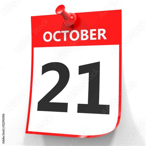 October 21 Calendar On White Background Stock Photo And Royalty