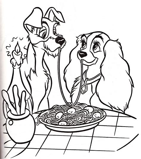 Walt Disney Coloring Pages The Tramp And Lady Walt Disney Characters
