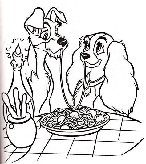 Color toy story, princesses, goofy, winnie the pooh, lion king, cinderella and more. Walt Disney Coloring Pages - The Tramp & Lady - Walt ...