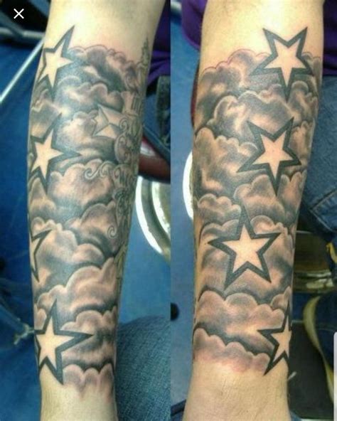Pin By Dan Byng On Tattoos Clouds And Stars Tattoo Star Sleeve Tattoo Cloud Tattoo Sleeve