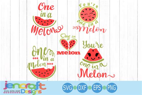One In A Melon Svg Watermelon Svg Cuttable Design Bundle