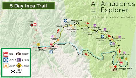 5 Day Inca Trail Map Amazonas Explorer