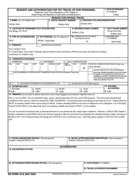 Dd Form 1610 Example Fill Online Printable Fillable Blank Pdffiller