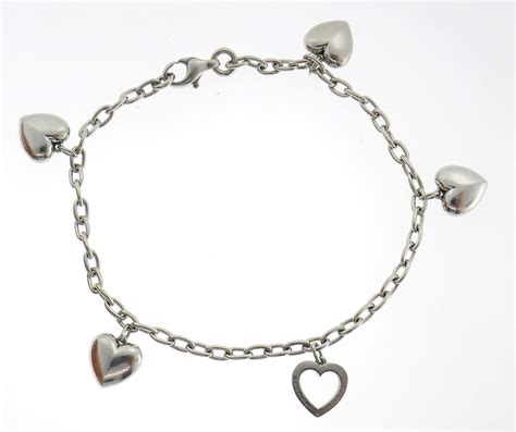 Tiffany And Co Diamond Platinum Charm Bracelet With Heart Charms