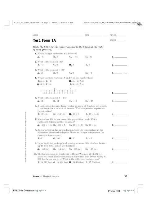 Pdf Test Form 1a Samuel Hasfal