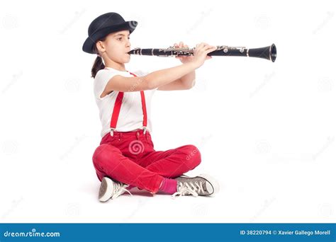 Little Girl Playing Clarinet Stock Photo Image Of Portrait Cute