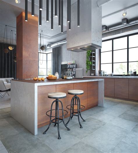 Modern Apartment Decor With The Industrial And Warm Color Theme Roohome