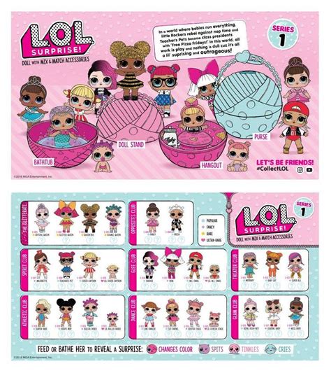 Lol Surprise Series 1 Checklist Collect Them All Collectlol Lolsurprise Loldolls
