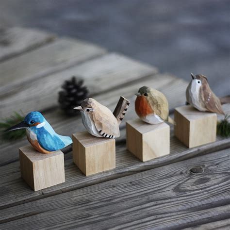 Wooden Bird Figurines Arte Attic