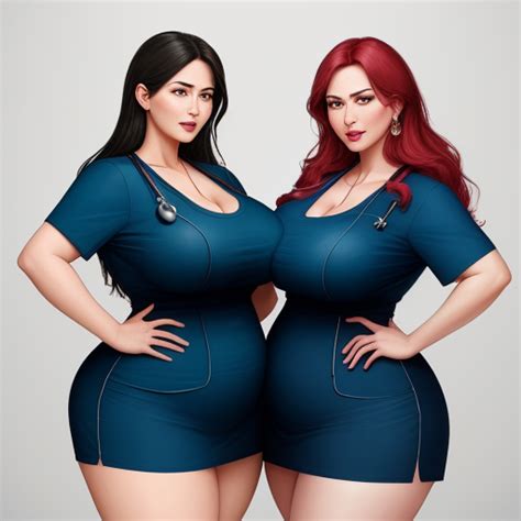 Upscale Image Two Women Bbw Exults Nurses Big Boobs Huge Heavy