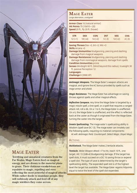 Imaginarystatblocks Mage Eater Dungeons And Dragons Homebrew Dnd