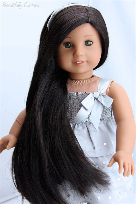 custom american girl doll ~ hazel green eyes medium skin long black hair kana… custom