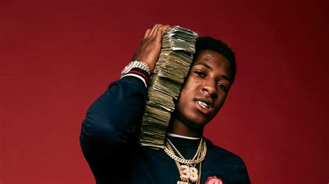 Nba Youngboy In Red Background With Money Bundle On Neck Hd Nba
