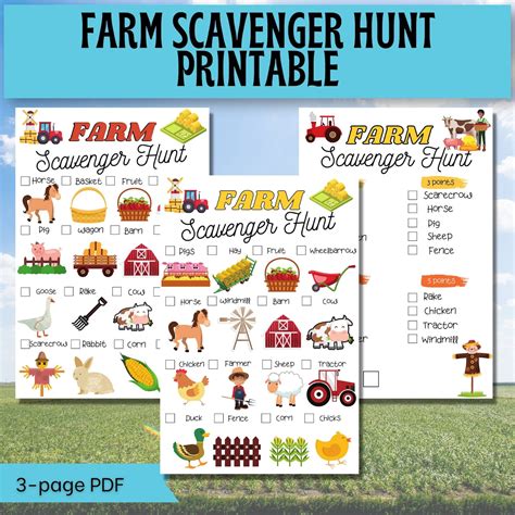 Editable Farm Scavenger Hunt Printable Farm Scavenger Hunt Etsy