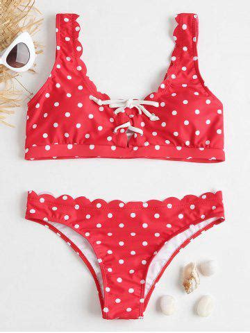 Off Trendy Halterneck Polka Dot Two Piece Swimsuit For Women
