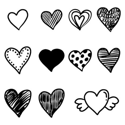 Premium Vector Set Of Doodle Hearts Isolated On White Background