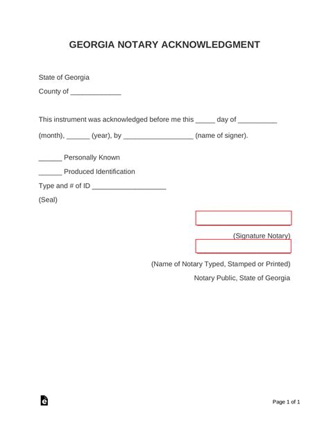 Printable Notary Form