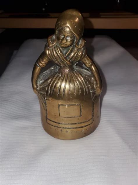 Vintage Solid Brass Lady Milk Maid Bell W Feet For Clapper 9 00 Picclick