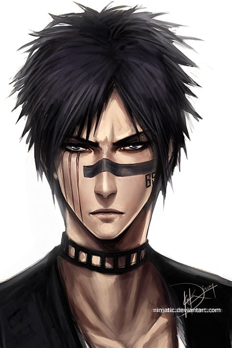 This hairstyle is largely seen on male characters from shounen manga and anime, though it is sometimes seen on females as well. Bleach - Shuhei Hisagi by Ninjatic on DeviantArt