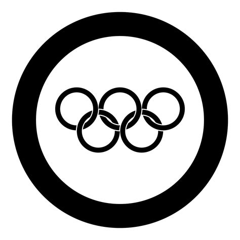 Olympic Rings Five Olympic Rings Icon In Circle Round Black Color