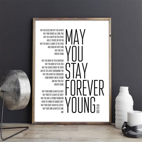Bob Dylan Forever Young Song Lyrics Poster Art Painting Black And