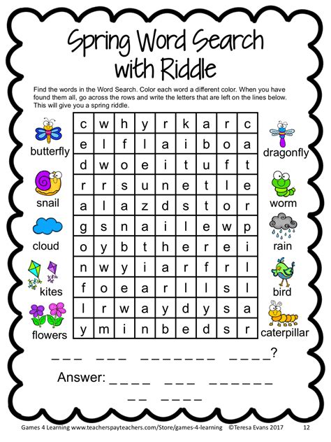 Spring Freebie Spring Word Search And Spring Math Printables Free