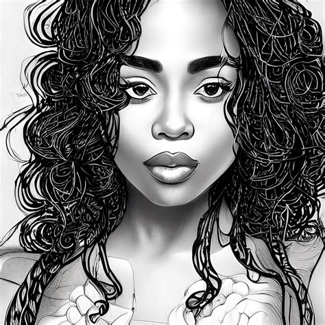 Beautiful Black Mixed Race Woman Coloring Page · Creative Fabrica