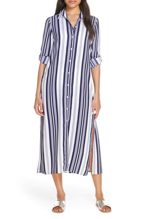 Tommy Bahama Tan Lines Stripes Cover Up Shirtdress In Blue Lyst