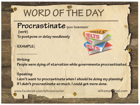 Procrastinate Word Of The Day For Writing Task 2
